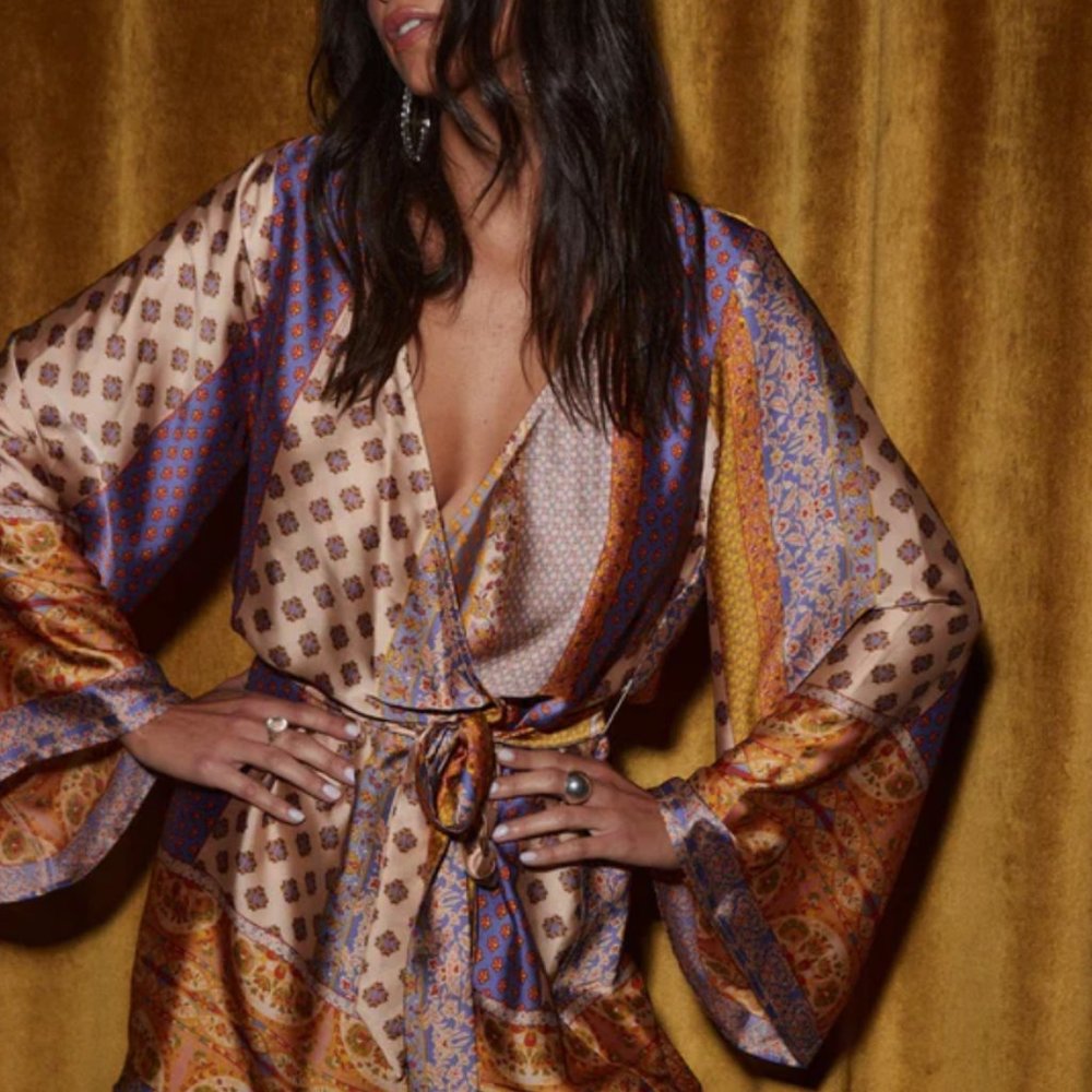 12th Tribe Gold Standard Multicolored Kimono Dress